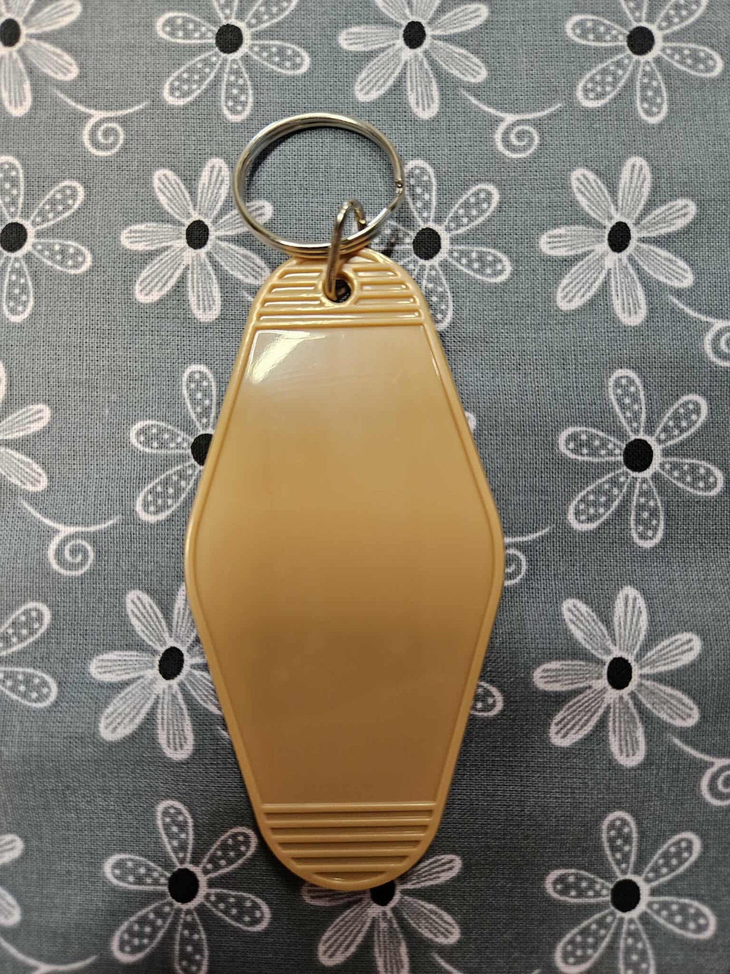 Retro Motel Keychain Can I Bring My Dog - Tan Brown Acrylic - Joyfully Unique