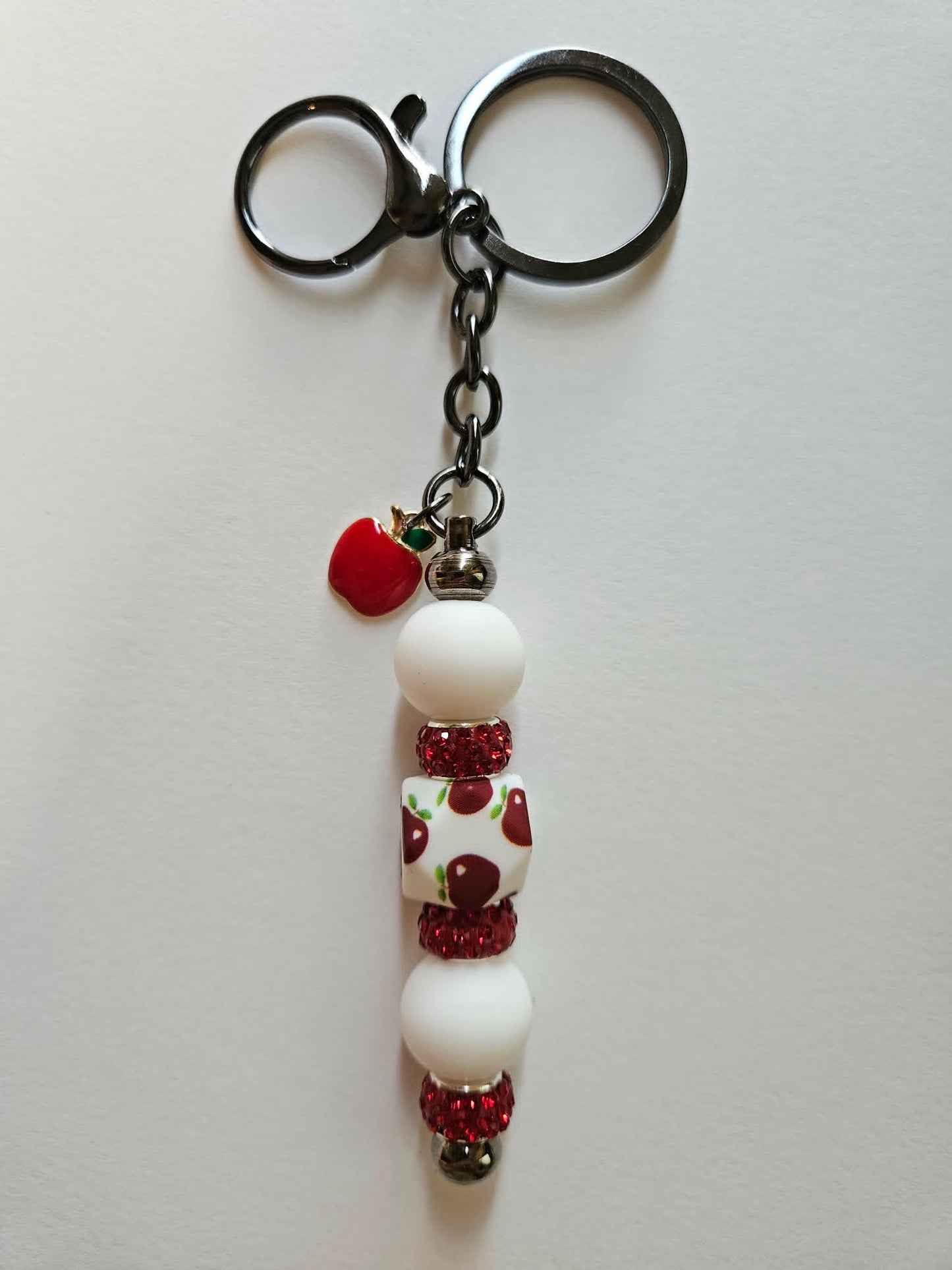 Apple Bling Charm Teacher Fun Gift Keychain - Joyfully Unique Things