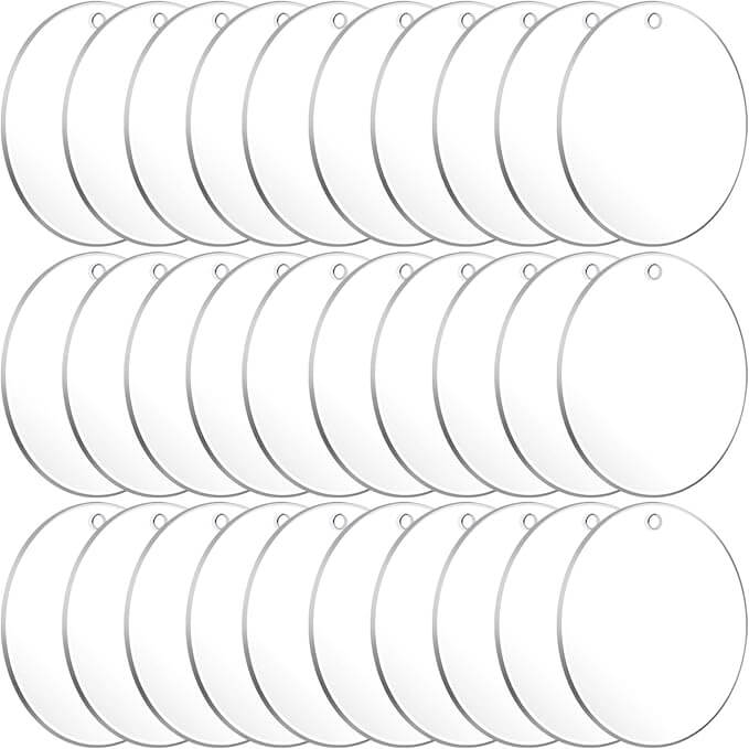 Clear Acrylic 2.5" Round Keychain With UV DTF Sticker Multi Color Floral Swirl Pawprint - Joyfully Unique Things