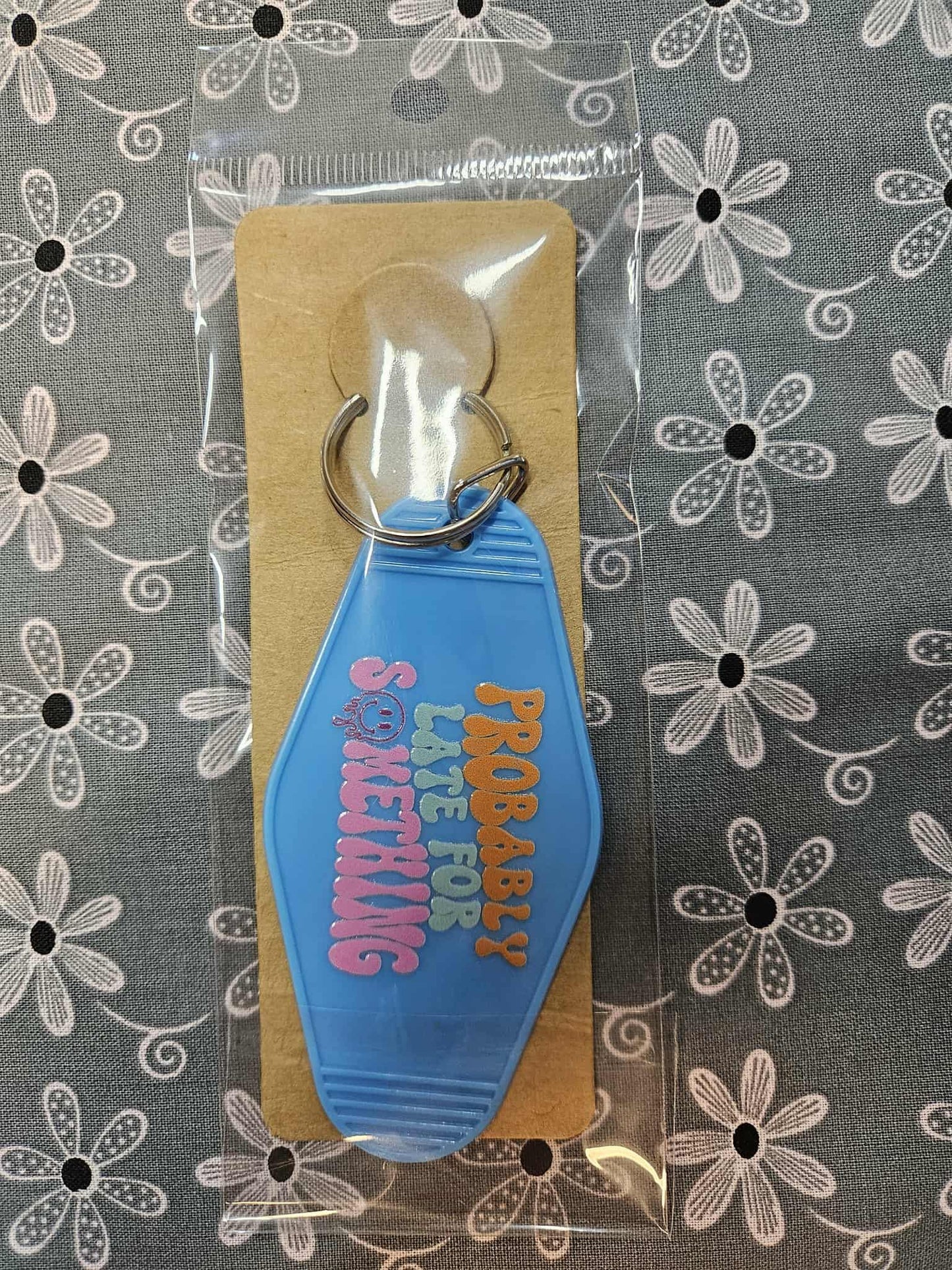 Retro Motel Keychain: Probably Late For Something - Joyfully Unique Things