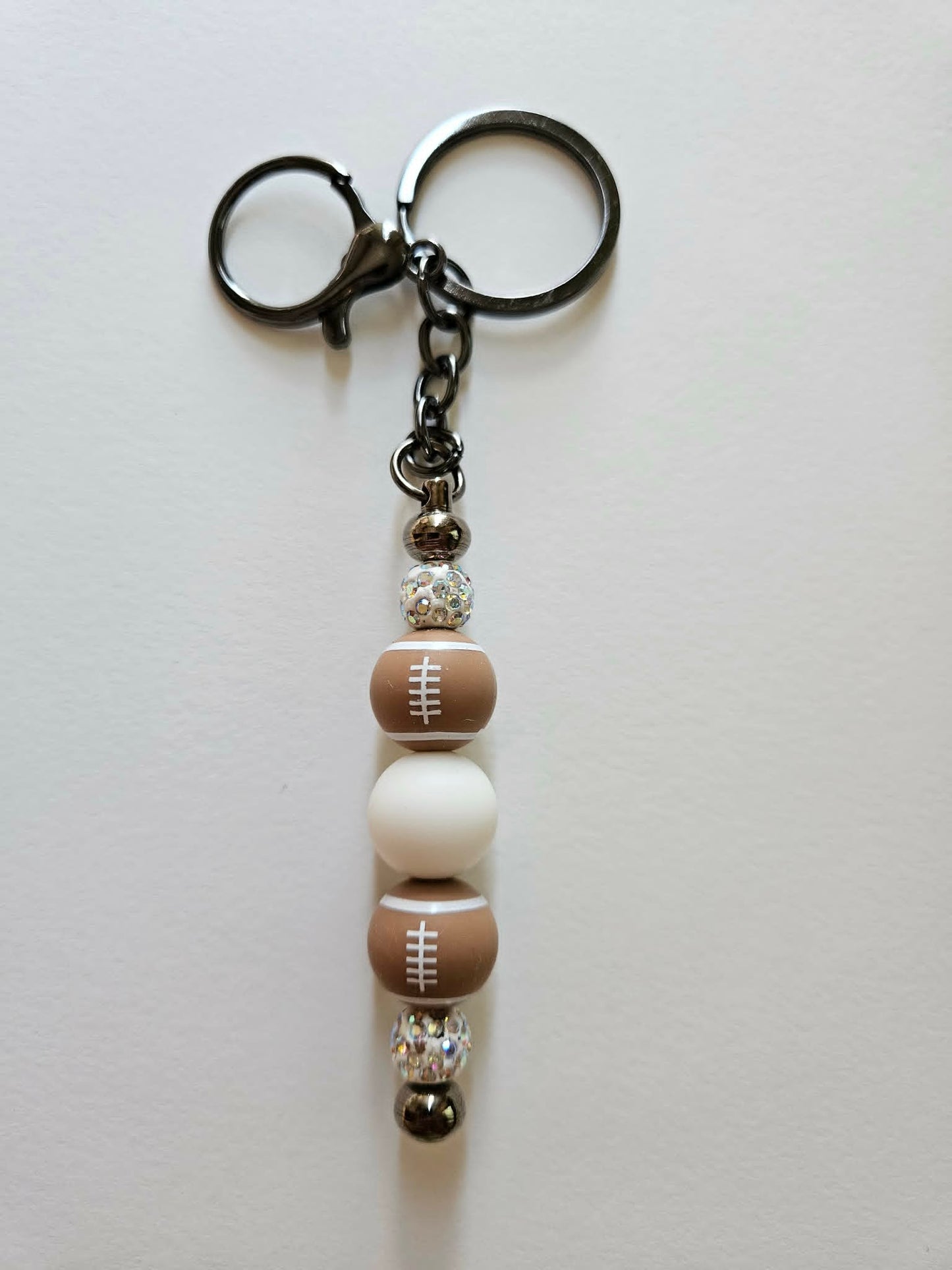Tan Football Bling Fun Gift Bag Charm Keychain - Joyfully Unique Things