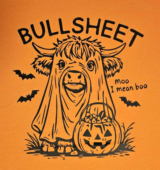 Short Sleeve Snarky Funny Halloween Cow Bullsheet Moo I Mean Boo Concert T-Shirt  XL