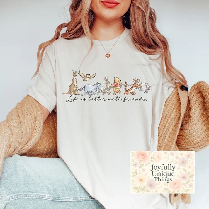 Winnie The Pooh Bear & Friends Life Is Better With Friends Short Sleeve T-Shirt