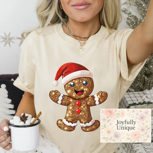 Short Sleeve T-Shirt Glitter Gingerbread Man