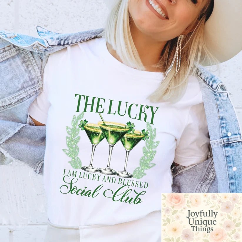 Short Sleeve T-Shirt: St Patrick's Day The Lucky Social Club - Joyfully Unique Things