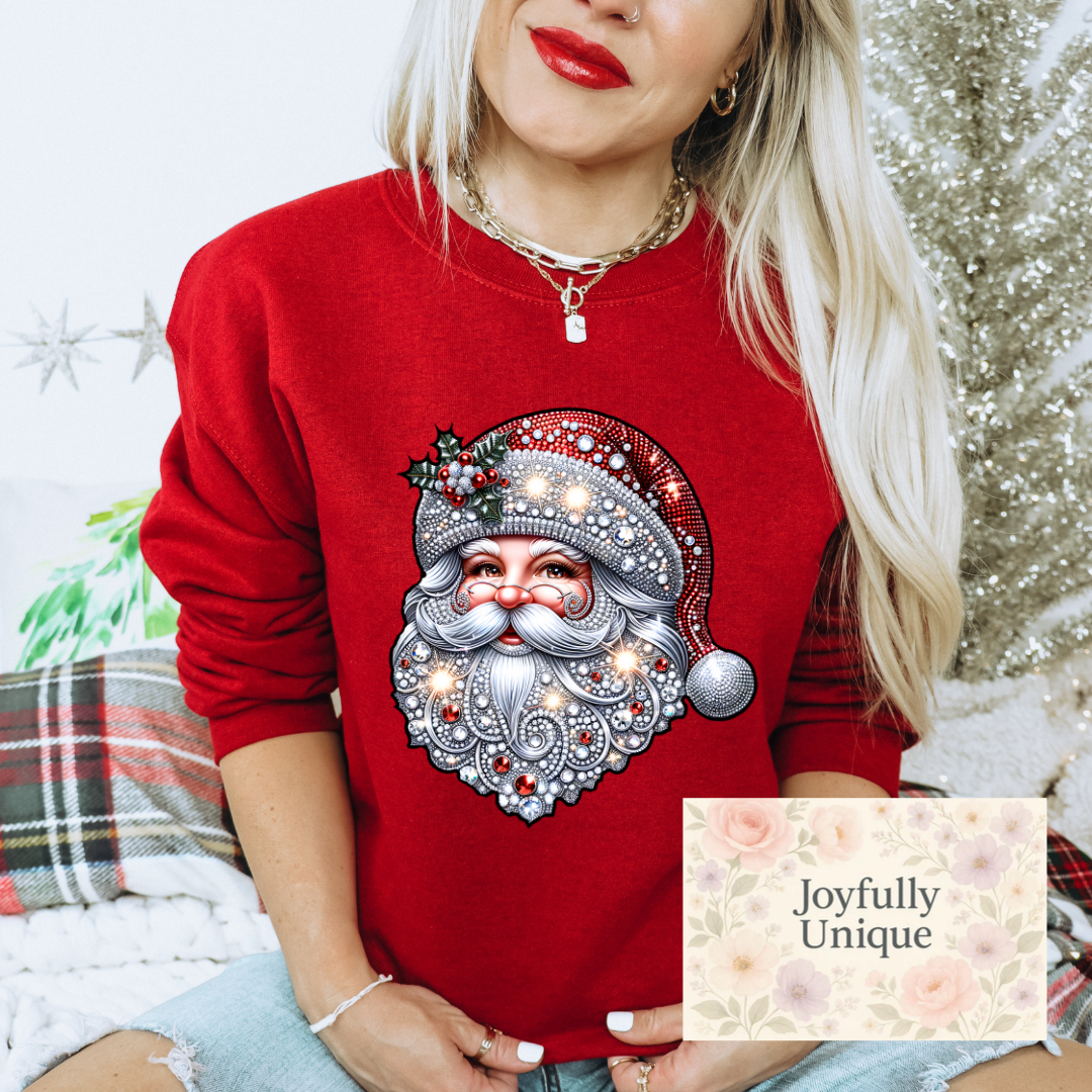 Short Sleeve T-Shirt Glitter Santa Claus