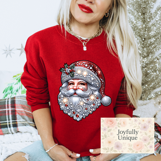 Short Sleeve T-Shirt Glitter Santa Claus