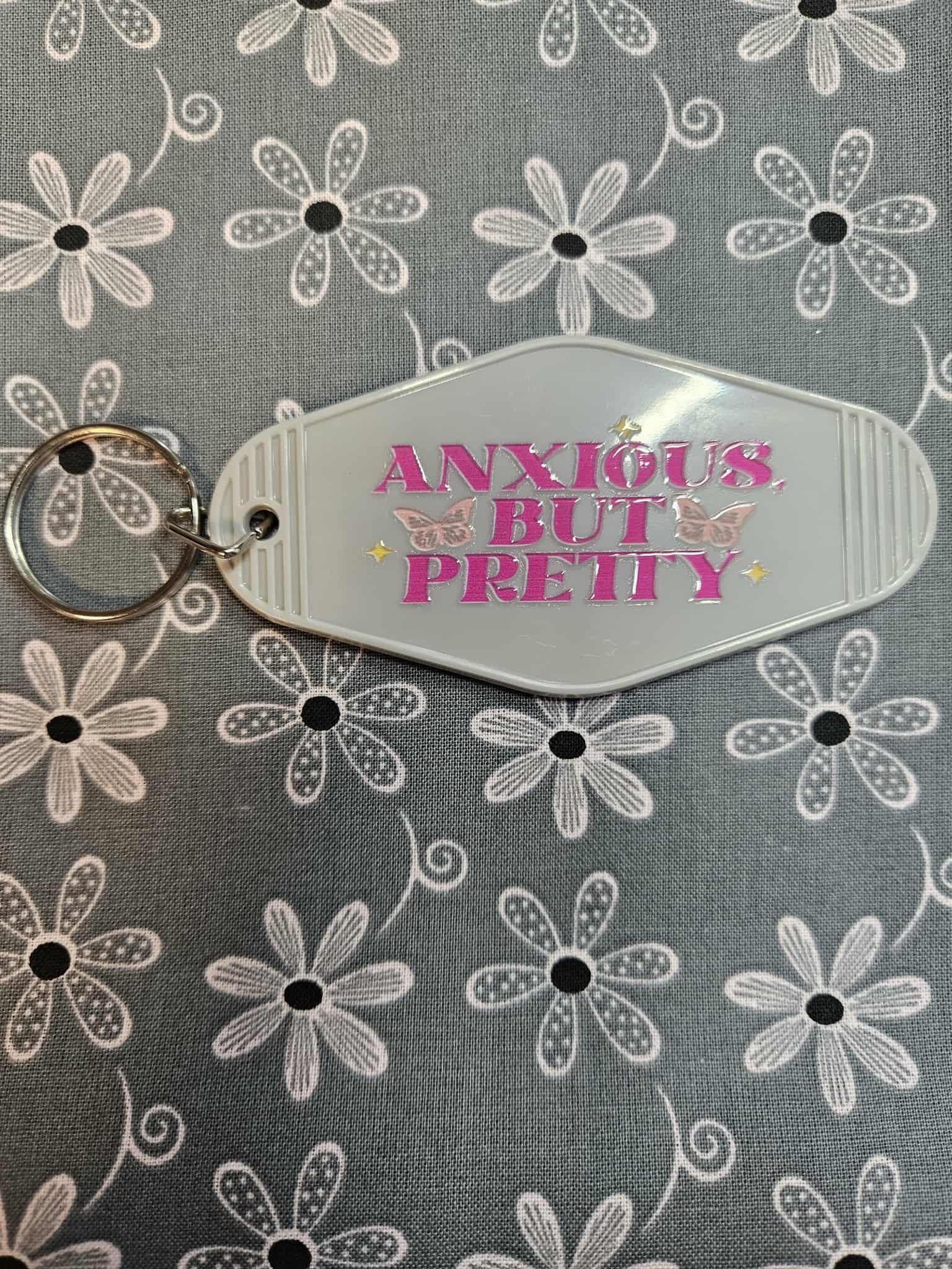 Retro Motel Keychain: Anxious But Pretty - Joyfully Unique