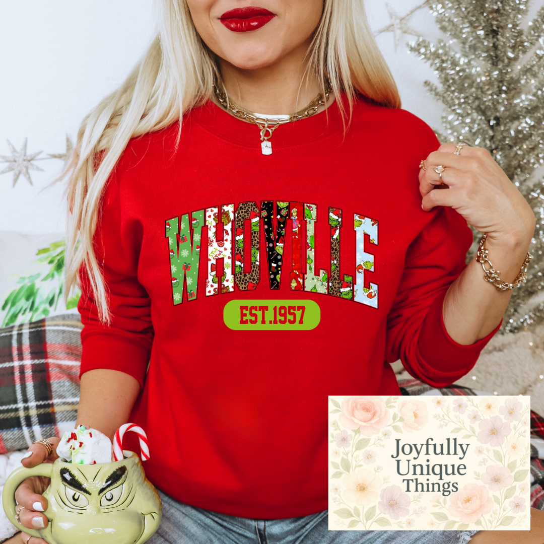 Short Sleeve T-Shirt Whoville EST. 1957 Grinch Green Man Fun Grinch Shirt