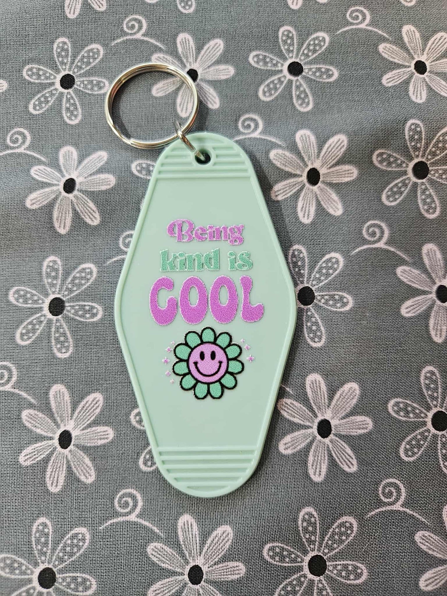 Retro Motel Style Key Chain Being Kind Is Cool - Joyfully Unique