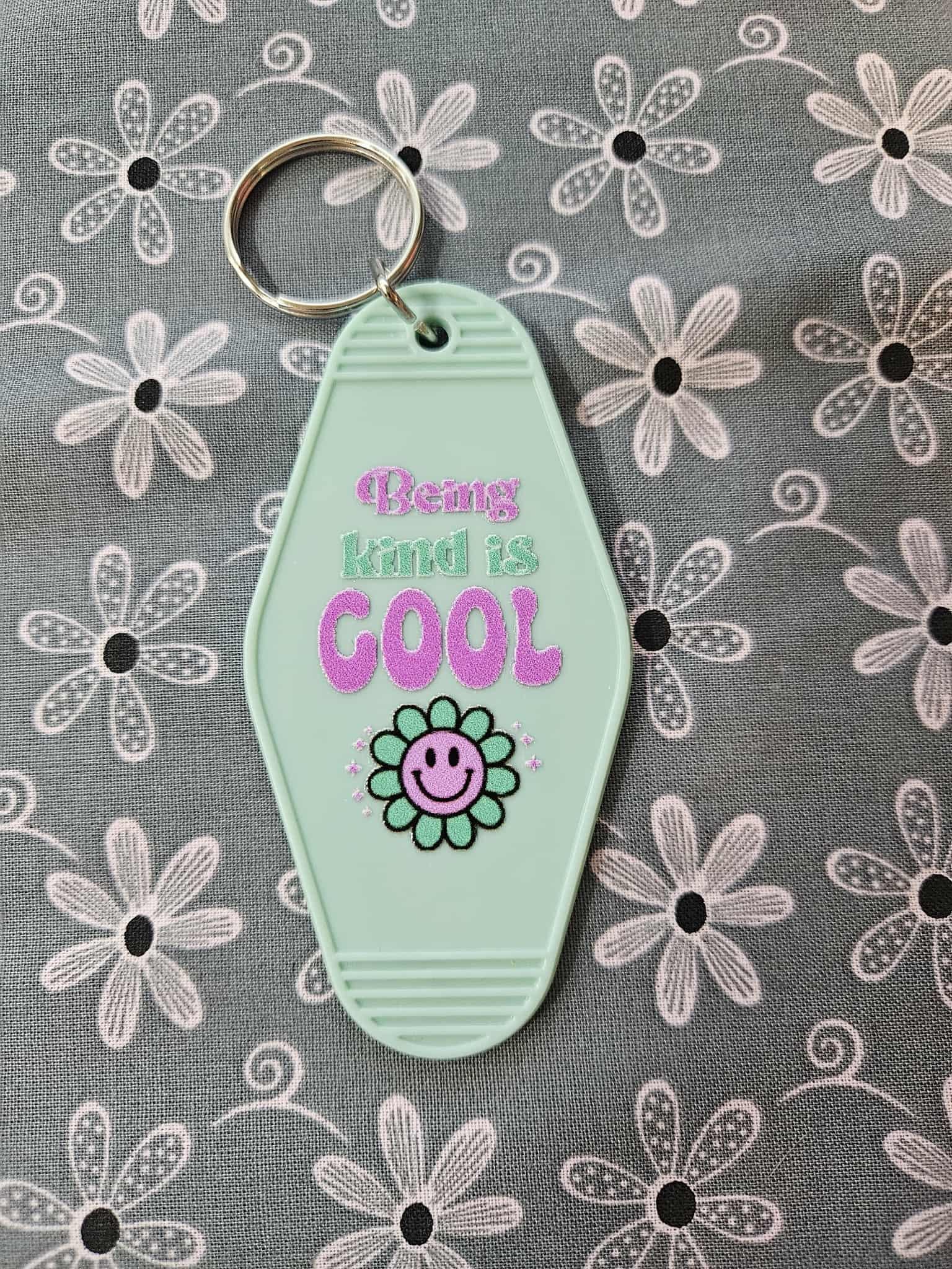 Retro Motel Style Key Chain Being Kind Is Cool - Joyfully Unique