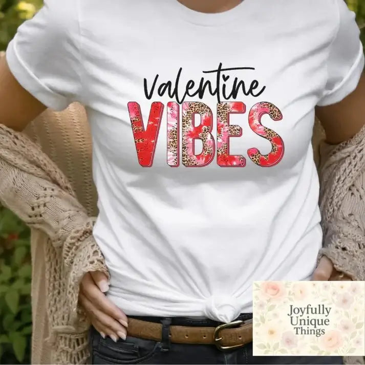 Short Sleeve T-Shirt Valentines Valentine Vibes Leopard Print - Joyfully Unique Things