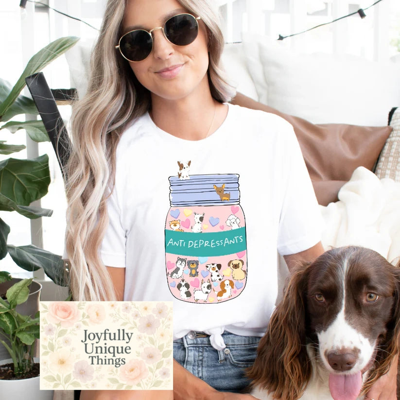 Short Sleeve T-Shirt: Anti Depressants Puppies In A Bottle