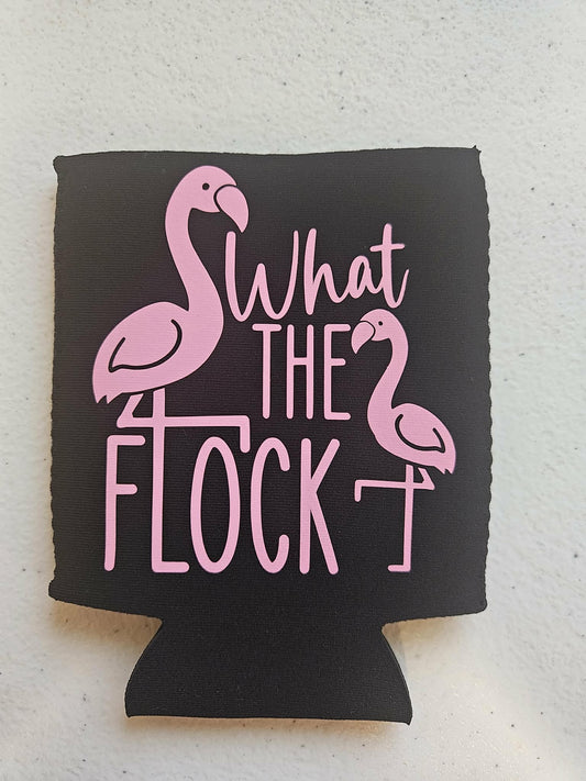 What The Flock Flamingo Koozie Black & Pink - Joyfully Unique Things
