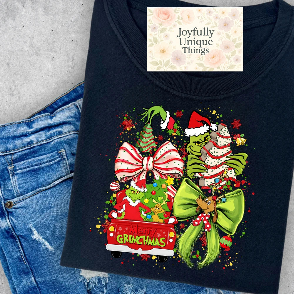 Short Sleeve T-Shirt Christmas  Max Grinch Gman Snack Cake Christmas Trees Merry Grinchmas