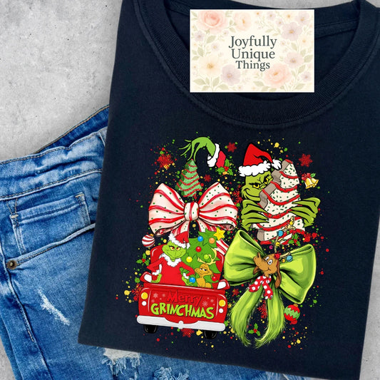 Short Sleeve T-Shirt Christmas  Max Grinch Gman Snack Cake Christmas Trees Merry Grinchmas