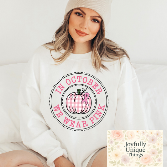 Short Sleeve T-Shirt: In October We Wear Pink Pumpkin