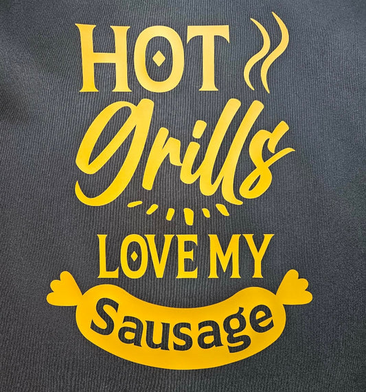 Unisex Funny Saying Apron: Hot Grills Love My Sausage - Joyfully Unique Things