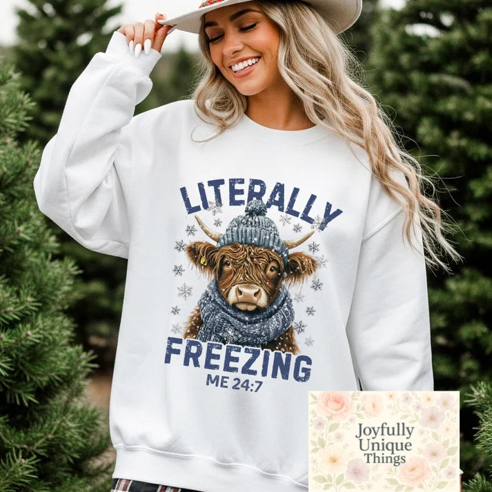 Literally Freezing Highland Cow Short Sleeve T-Shirt