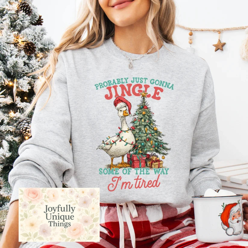 Short Sleeve T-Shirt Christmas Goose Just Gonna Jingle Some Of The Way I'm Tired