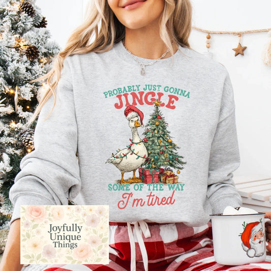 Short Sleeve T-Shirt Christmas Goose Just Gonna Jingle Some Of The Way I'm Tired