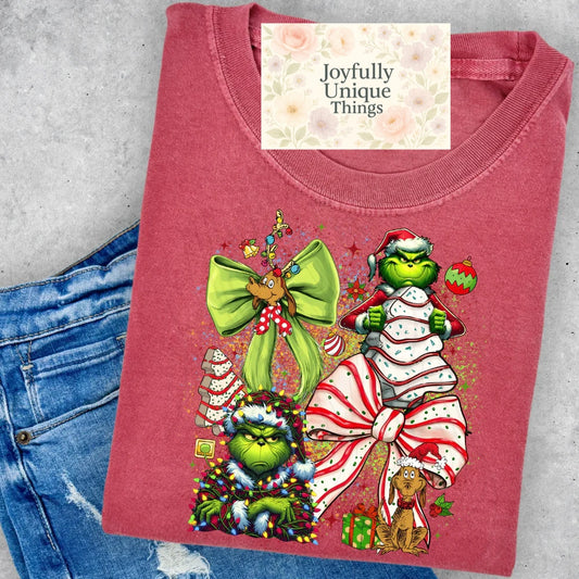 Short Sleeve T-Shirt Christmas  Max Grinch Gman Snack Cake Christmas Trees