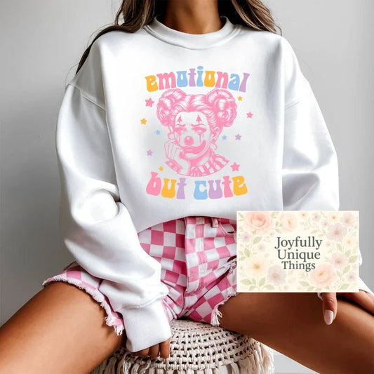 Short Sleeve T-Shirt: Emotional But Cute Sad Face Clown - Joyfully Unique Things