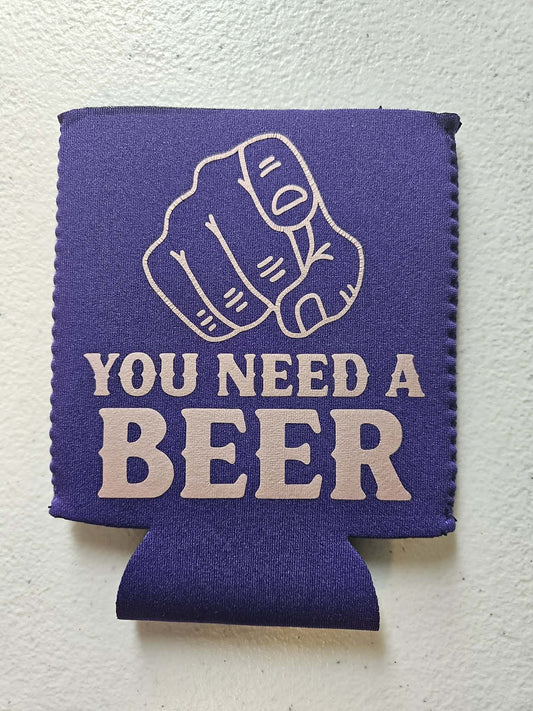 You Need A Beer Koozie Purple & Pink Shimmer - Joyfully Unique Things