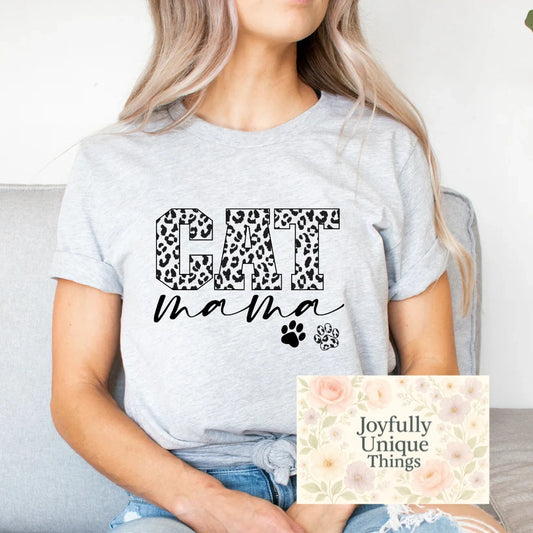 Short Sleeve T-Shirt: Leopard Print Cat Mama