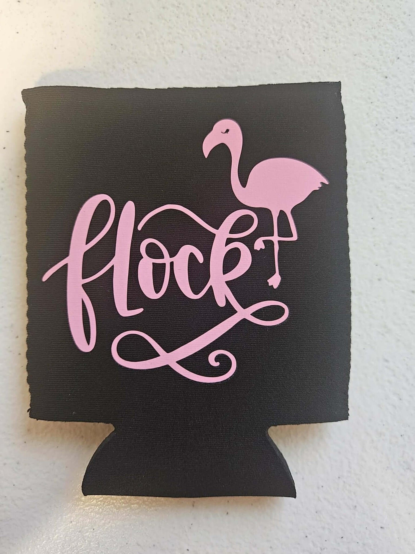 Flock Flamingo Koozie Black & Pink - Joyfully Unique Things