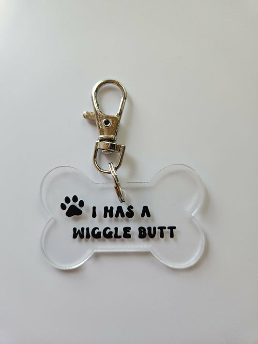 I Has A Wiggle Butt Black Vinyl Pet Tag - Joyfully Unique Things