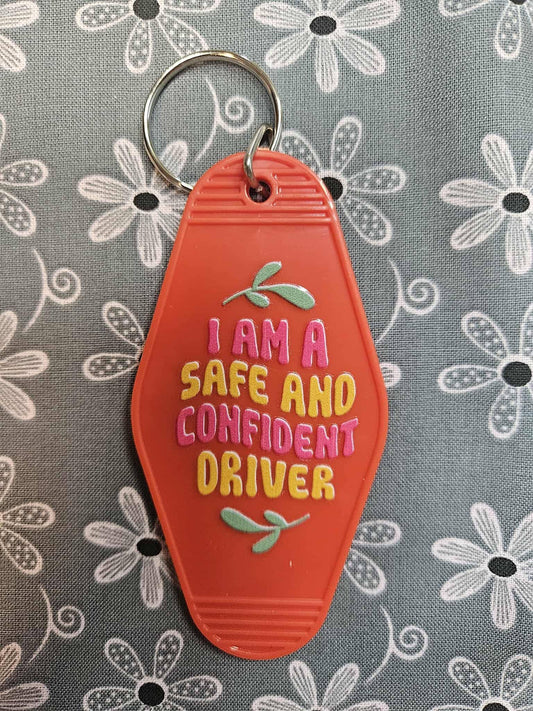 Retro Motel Keychain: I Am A Safe And Confident Driver - Joyfully Unique