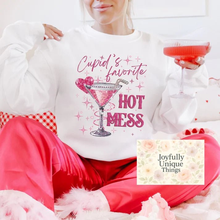Short Sleeve T-Shirt Valentines Cupid's Favorite Hot Mess - Joyfully Unique Things