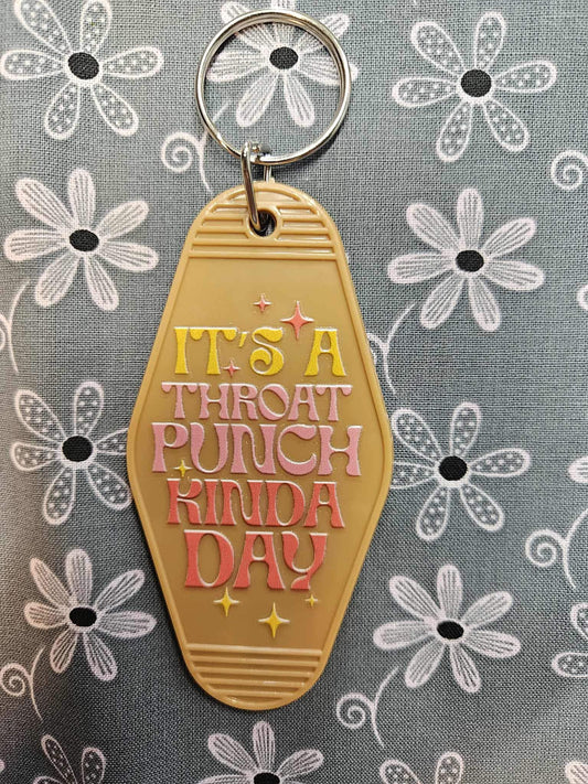Retro Motel Keychain: Its A Throat Punch Kind Of Day - Joyfully Unique