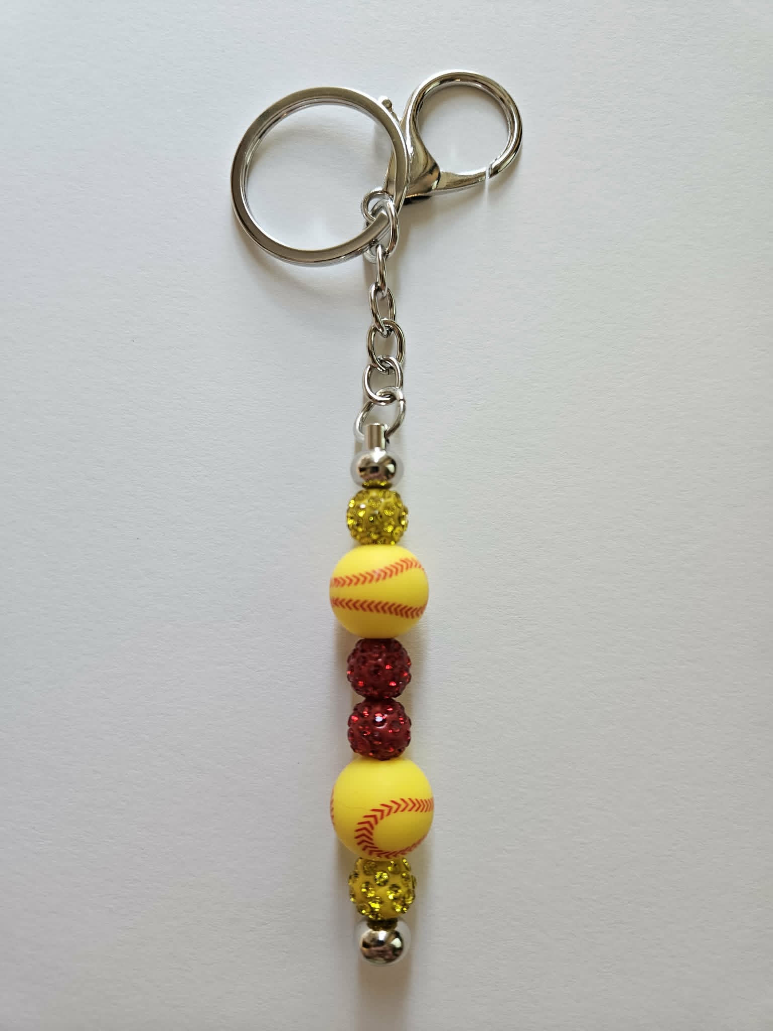 Yellow Softball Bling Fun Gift Keychain - Joyfully Unique Things