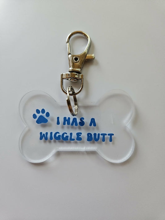 I Has A Wiggle Butt Blue Vinyl Pet Tag - Joyfully Unique Things