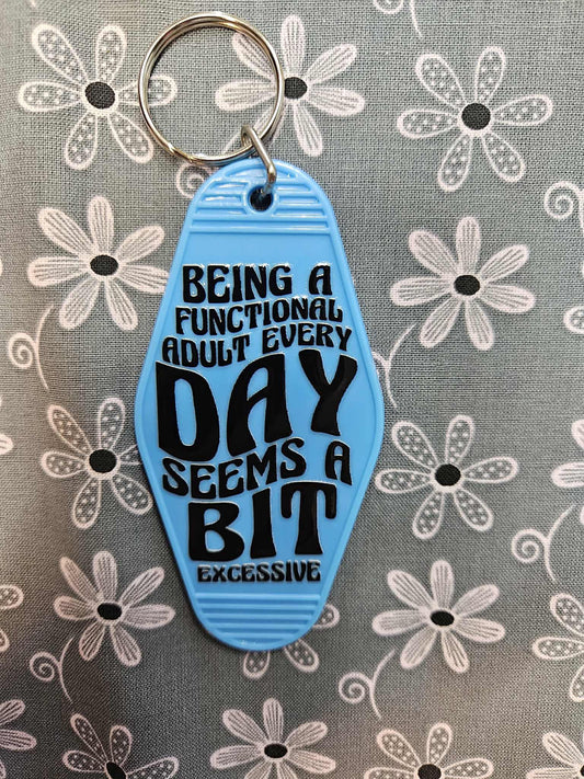 Retro Motel Keychain: Being A Functional Adult Every Day Sems A Bit Excessive - Joyfully Unique