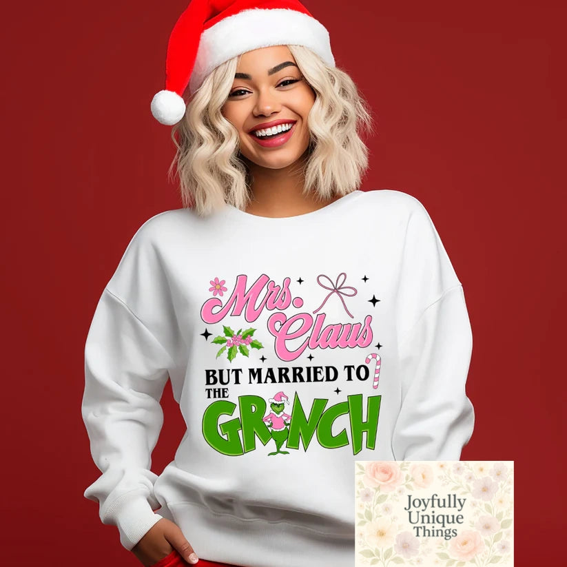 Short Sleeve T-Shirt Christmas Mrs. Clause But Married To The Grinch