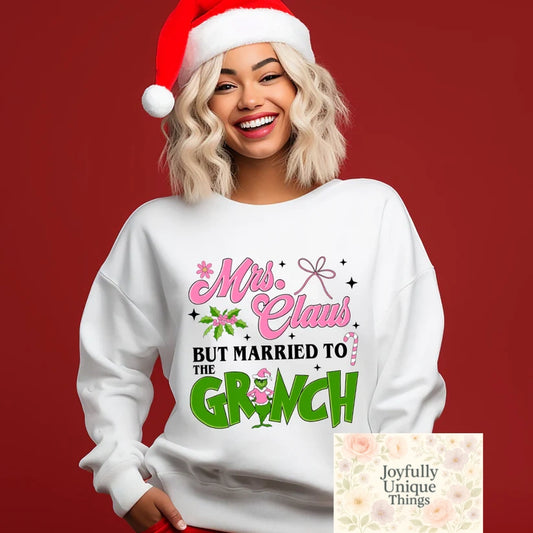 Short Sleeve T-Shirt Christmas Mrs. Clause But Married To The Grinch