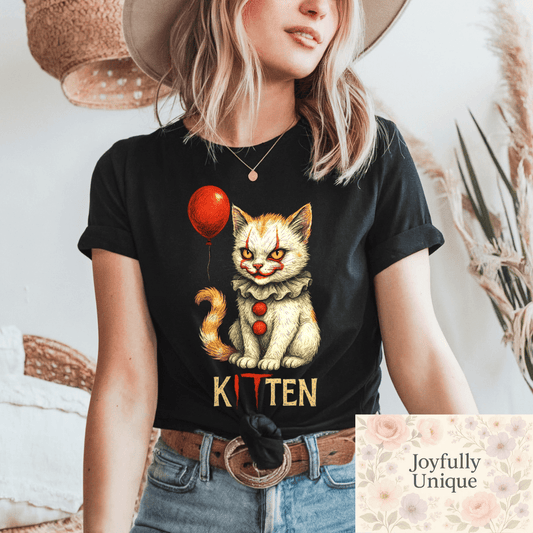 Short Sleeve T-Shirt: Pennywise The Dancing Clown Kitten - Joyfully Unique Things