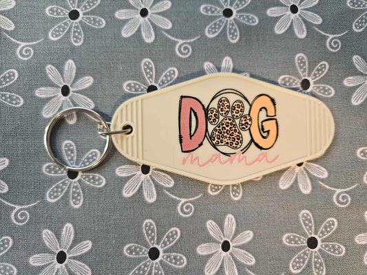 Retro Motel Keychain: Tan Acrylic  Dog Mama