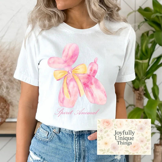 Short Sleeve T-Shirt: Spirit Animal Pink Balloon Animal - Joyfully Unique Things