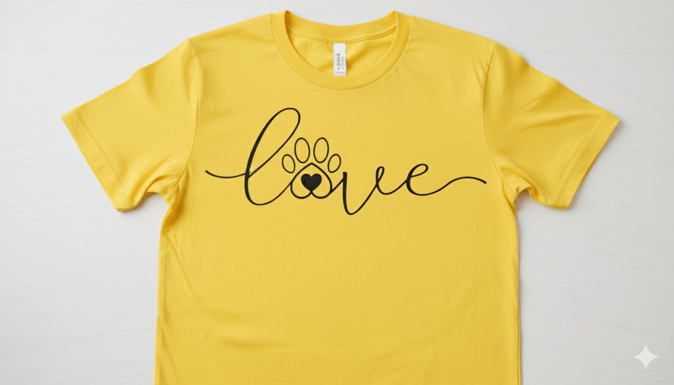 Short Sleeve T-Shirt: Pawprint Heart Love - Joyfully Unique Things
