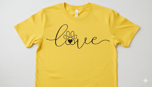 Short Sleeve T-Shirt: Pawprint Heart Love - Joyfully Unique Things