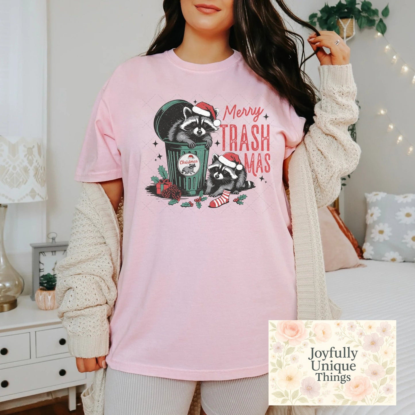 Short Sleeve T-Shirt Christmas Raccoon Trash Pandas Merry Trashmas