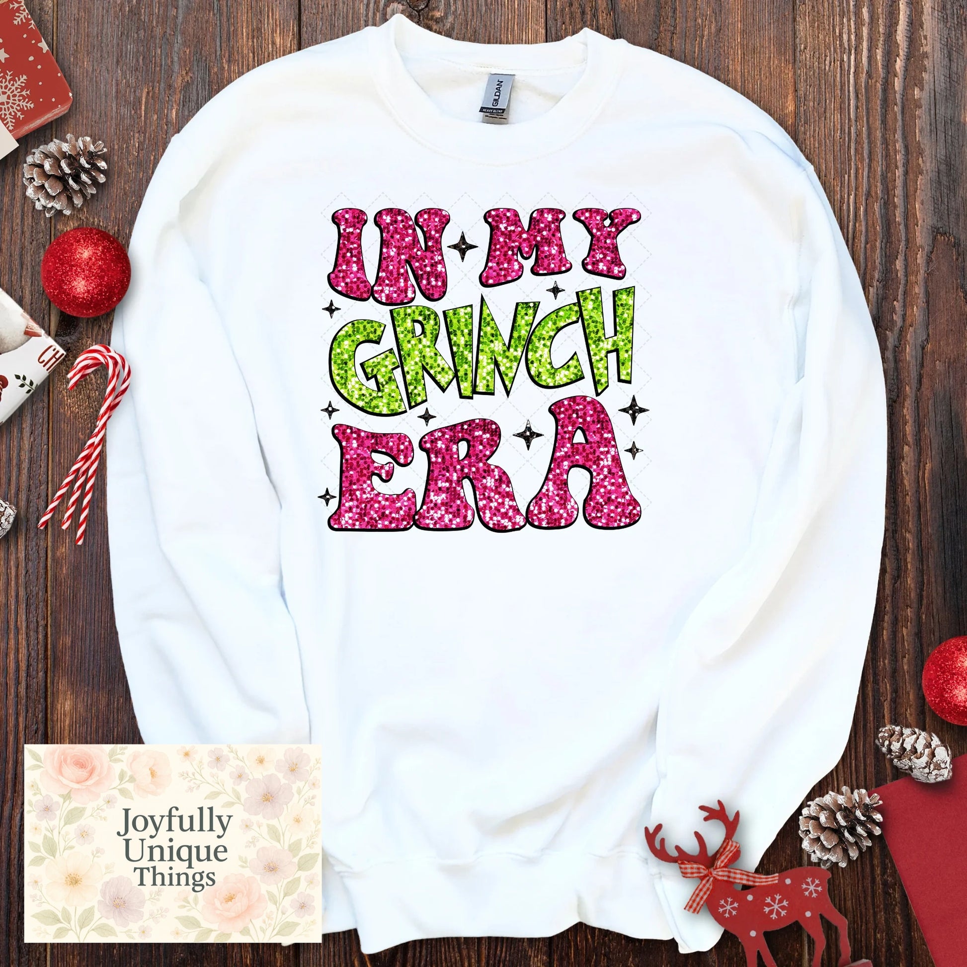 Short Sleeve T-Shirt Christmas Glitter Look In My Grinch Era - Joyfully Unique Things