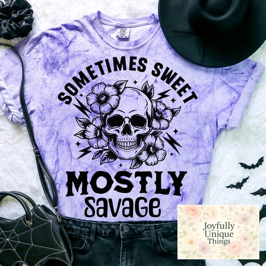 Short Sleeve T-Shirt Skeleton Sometimes Sweet Mostly Savage