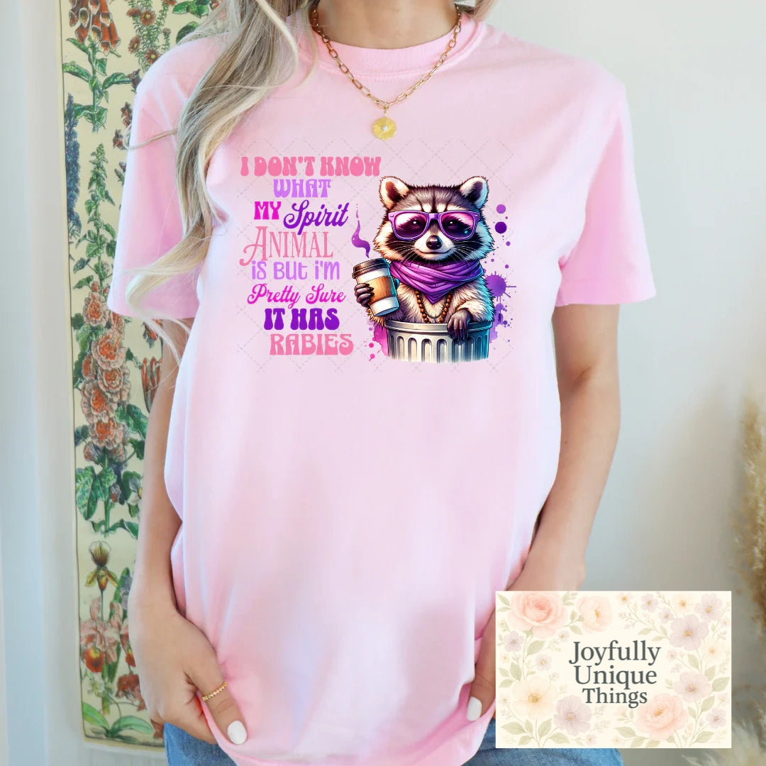 Short Sleeve T-Shirt  Feral Raccoon Trash Panda Spirit Animal Has Rabies