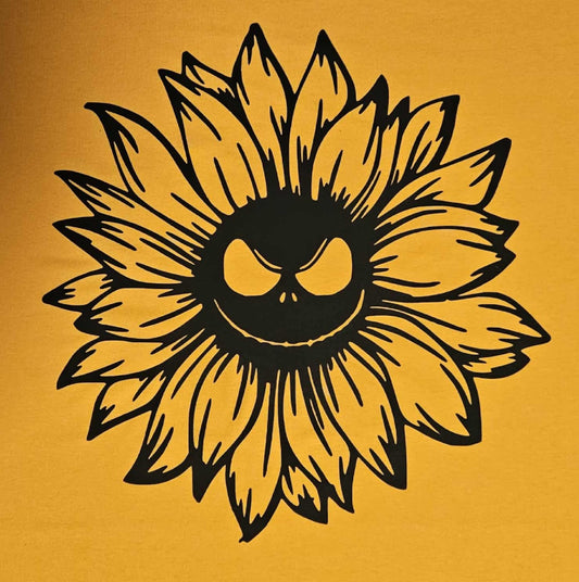 Short Sleeve Evil Sunflower Face Concert T-Shirt  3XL
