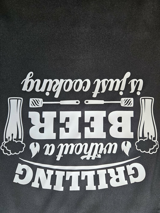 Unisex Funny Saying Apron: Grilling Without A Beer Is Just Cooking - Joyfully Unique Things